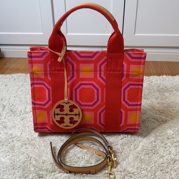 Tory Burch Handbags - Tory Burch 🛑 Octagon Mini Pink and Red Tote